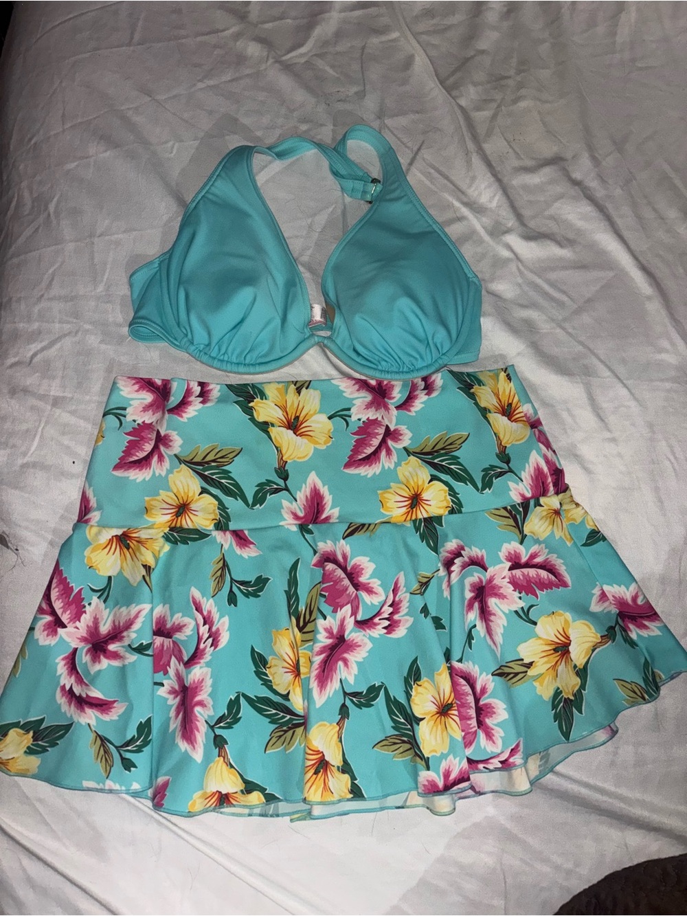 Y2K Victoria’s secret bikini top 36 C and mini skirt M Floral Two-Piece Swim Set